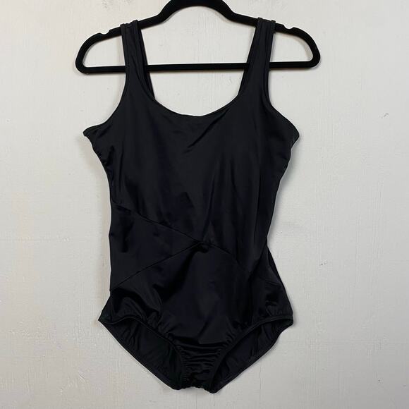 Lands' End Black One Piece Swimsuit Size Size Medium 10/12 - Picture 1 of 5